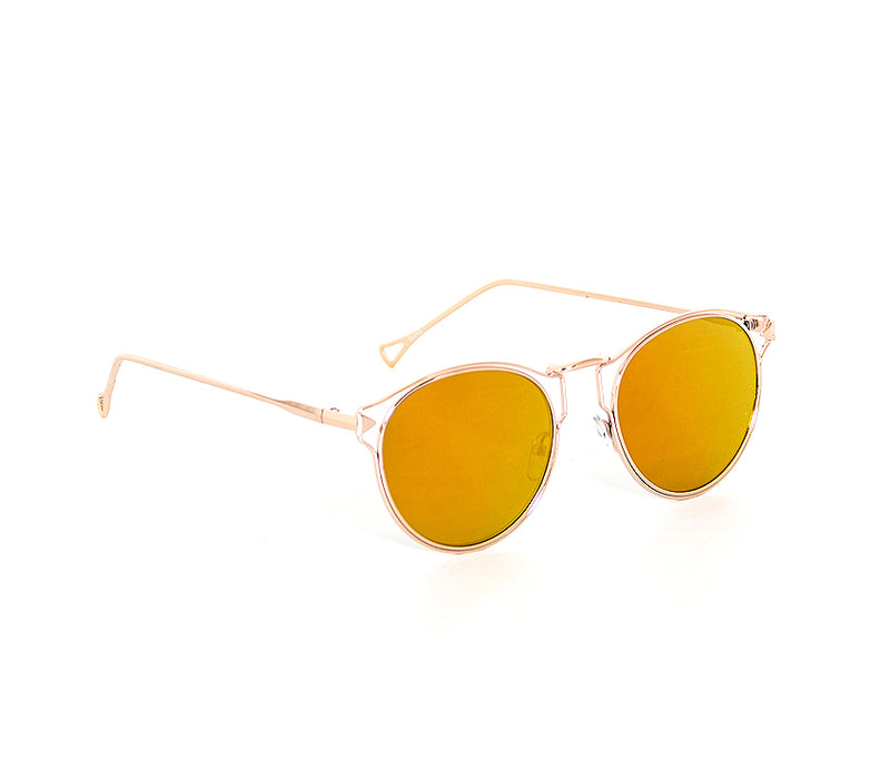 Oval Metal Framed Multi-Color Mirror Sunglasses
