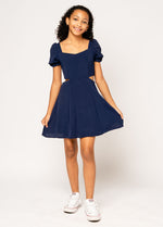 CATHERINE Puff Sleeves Side Cut Out Dress