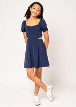 CATHERINE Puff Sleeves Side Cut Out Dress