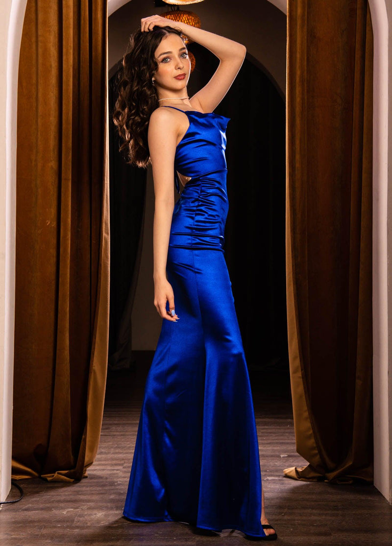 CAMILLA Cowl Neck Right Side Slit Long Mermaid Dress