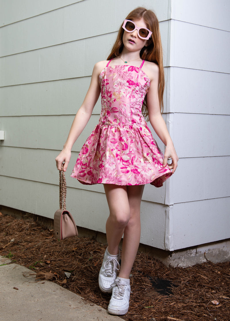 LEXI Lace Back Low Waisted Sheared Dress