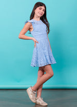 LUNA Lace Fit &  Flare Ruffle Dress