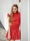 SELENA High Neck Smock Ruffle Dress