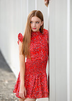 SELENA High Neck Smock Ruffle Dress