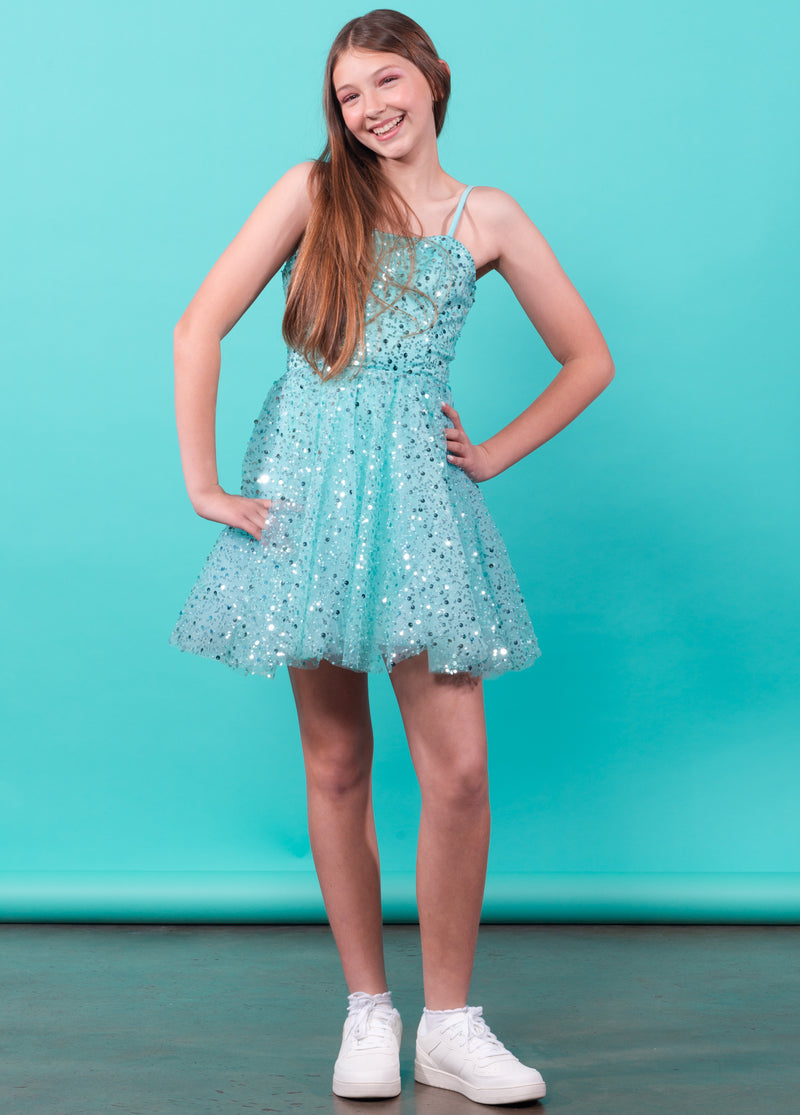 TIFFANY Sequins Tulle Cocktail Dress