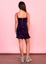 AMANDA Fitted Sequin Ruffle Dress