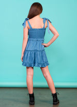 BROOKE Tie Straps Smock Ruffle Dress