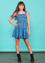 BROOKE Tie Straps Smock Ruffle Dress