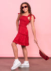 BROOKE Tie Straps Smock Ruffle Dress