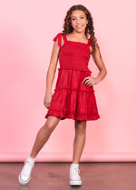 BROOKE Tie Straps Smock Ruffle Dress