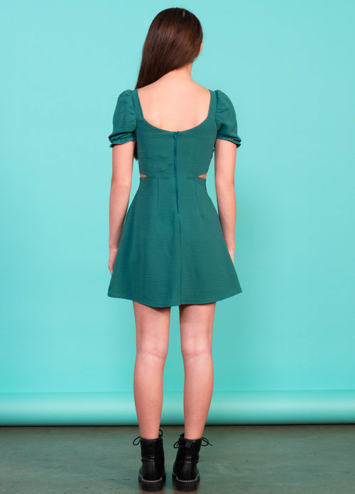 CATHERINE Puff Sleeves Side Cut Out Dress