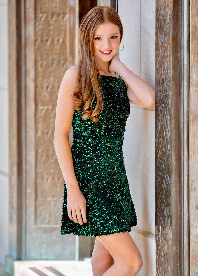 HAILEE Razor Cut Sequin Skater Dress Miss Behave Girls Corp HAILEE Razor Cut Sequin Skater Dress Miss Behave Girls Corp