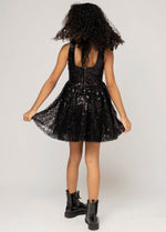 HARPER Square Neck Open Back Sequin Tulle Dress