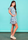 RITA Puff Sleeves Tie Back Ruffle Dress