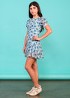 RITA Puff Sleeves Tie Back Ruffle Dress