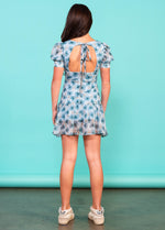 RITA Puff Sleeves Tie Back Ruffle Dress