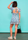 RITA Puff Sleeves Tie Back Ruffle Dress