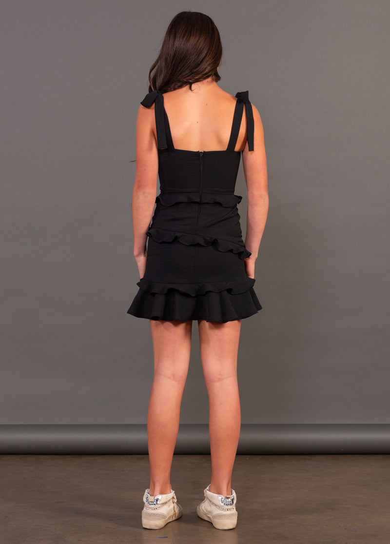 MEGHAN Tie Straps All Over Ruffle Dress