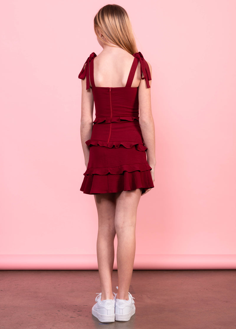 MEGHAN Tie Straps All Over Ruffle Dress