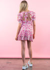RITA Puff Sleeves Tie Back Ruffle Dress