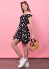 SAGE On/Off Shoulders Smocked Waist Tiered Ruffle Dress