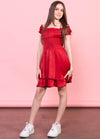SAGE On/Off Shoulders Smocked Waist Tiered Ruffle Dress