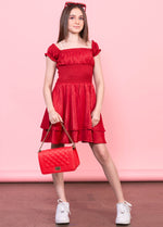 SAGE On/Off Shoulders Smocked Waist Tiered Ruffle Dress