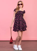 SAGE On/Off Shoulders Smocked Waist Tiered Ruffle Dress