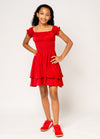 SAGE On/Off Shoulders Smocked Waist Tiered Ruffle Dress