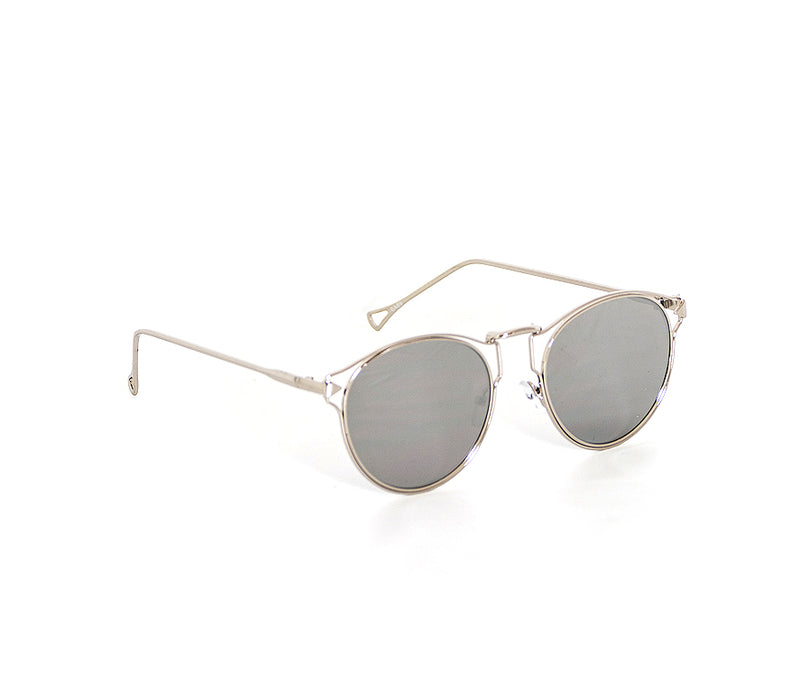 Oval Metal Framed Mirror Sunglasses