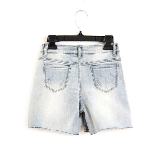 Button Fly Distressed CUT-OFF Denim Shorts