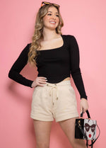 LEXI Long Sleeves U Hemline Crop Top