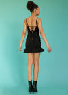 PEYTON Fitted Open Back Ruffle Hem Dress